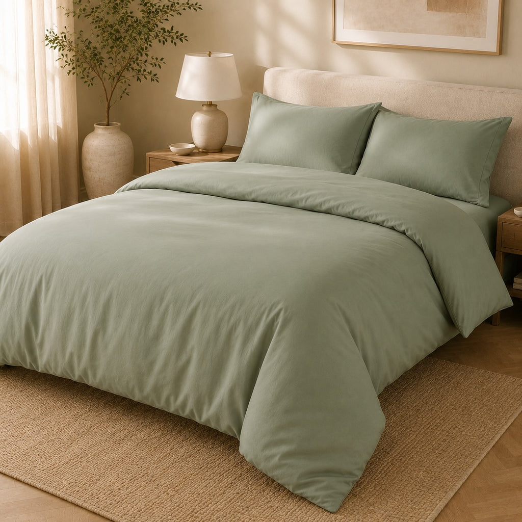 Premium Quilt Cover Set - Sage - 100% Organic Bamboo Bedding