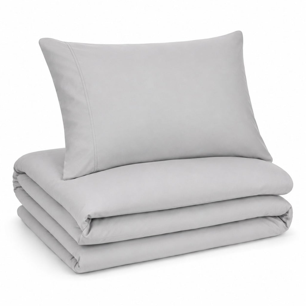 Premium Quilt Cover Set - Silver Shimmer - 100% Organic Bamboo Bedding