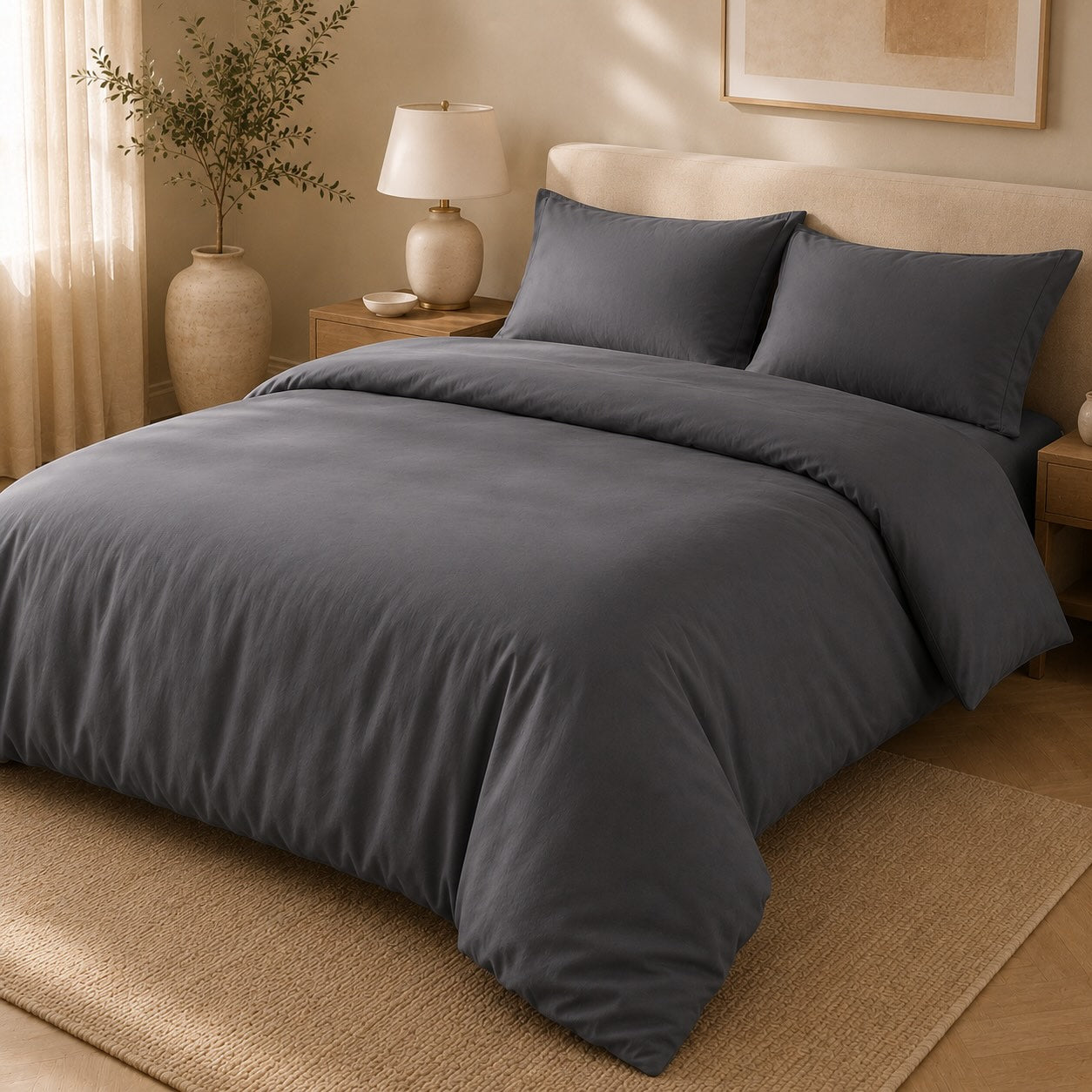 Premium Quilt Cover Set - Slate - 100% Organic Bamboo Bedding