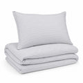 Premium Quilt Cover Set - Striped Dove Grey - 100% Organic Bamboo Bedding