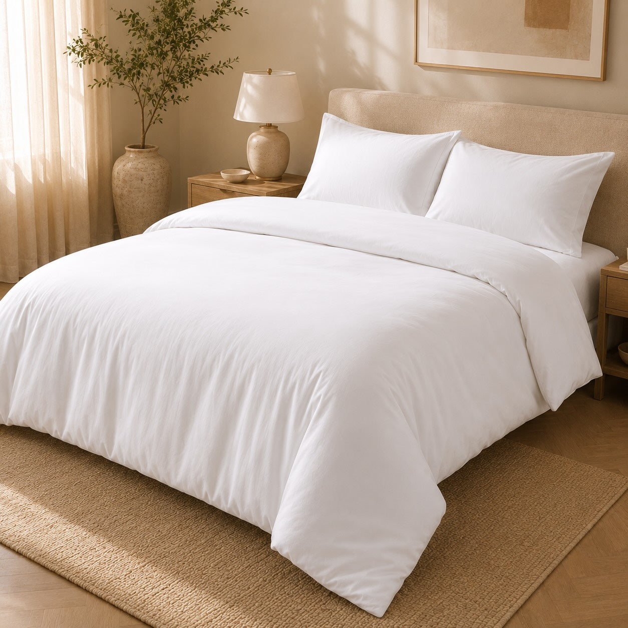 Premium Quilt Cover Set - White - 100% Organic Bamboo Bedding