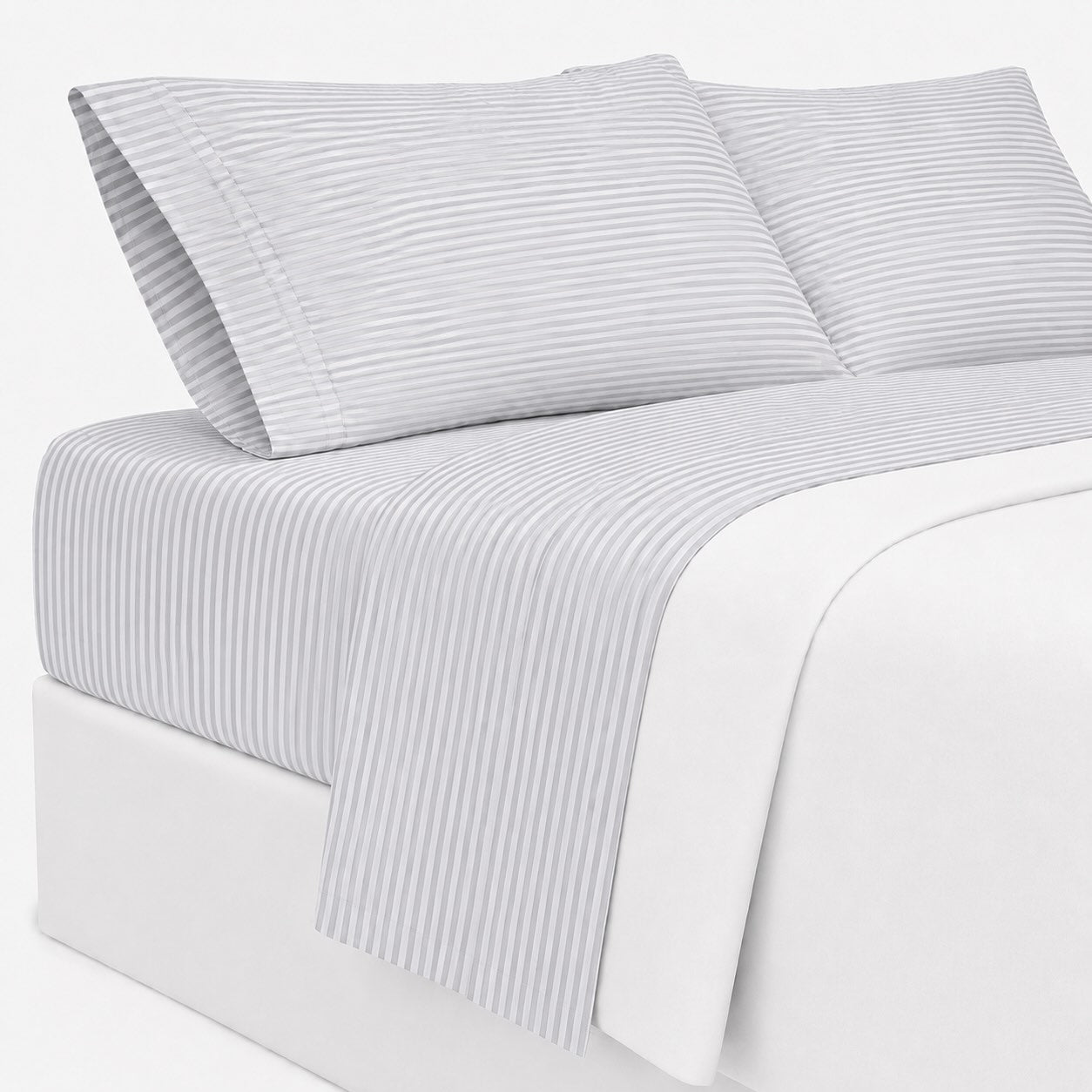 Premium Sheet Set - Striped Dove Grey - 100% Organic Bamboo Bedding