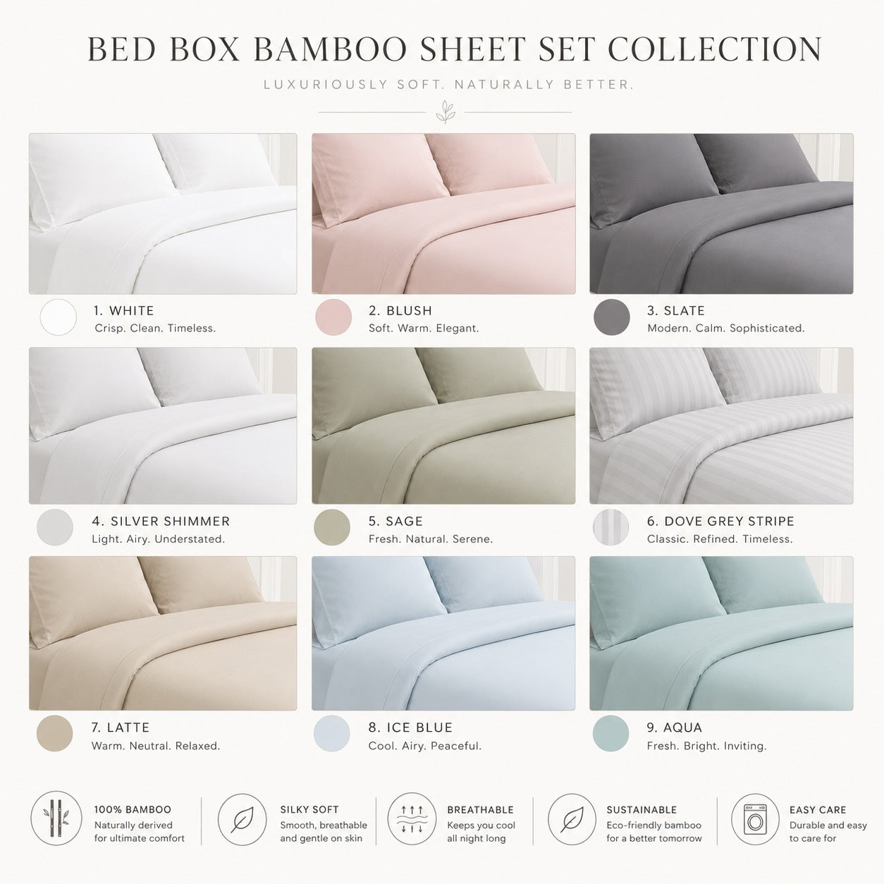 Premium Sheet Set - Aqua - 100% Organic Bamboo Bedding